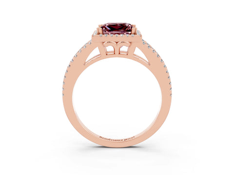 Rose gold Princess Cut Morganite Halo Split Shank Engagement Ring_15