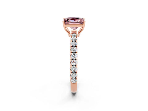 Rose gold Princess Cut Morganite Pavé Solitaire Engagement Ring with Four-Prong Setting_14