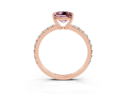Rose gold Princess Cut Morganite Pavé Solitaire Engagement Ring with Four-Prong Setting_15