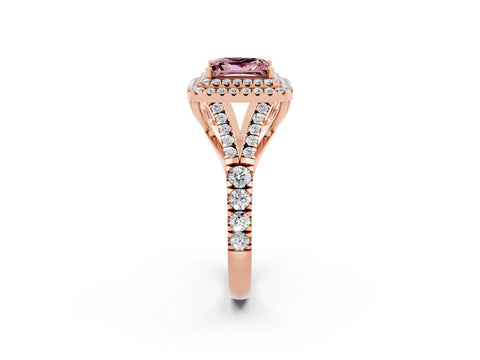 Rose gold Princess Cut Morganite Pavé Split Shank Double Halo Engagement Ring_2