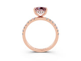Rose gold Princess Cut Morganite Pave Band Solitaire Ring with Four-Prong Setting_27