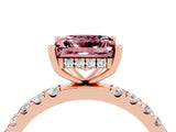 Rose gold Princess Cut Morganite Pave Band Solitaire Ring with Four-Prong Setting_28
