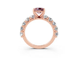 Rose gold Princess Cut Morganite Prong Setting with Side Stones on a Pave Band_3