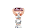 Rose gold Princess Cut Morganite Prong Setting with Side Stones on a Pave Band_5