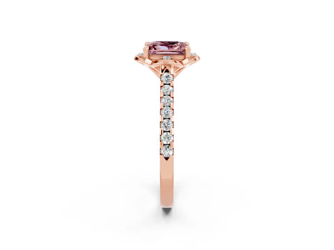 Rose gold Princess Cut Morganite Ring with Pavé Band and Floral Prong Setting_2