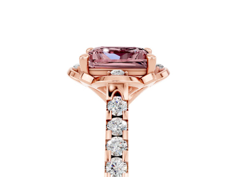 Rose gold Princess Cut Morganite Ring with Pavé Band and Floral Prong Setting_5