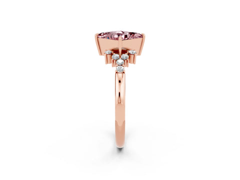 Rose gold Princess Cut Morganite Ring with Side Stones and Four-Prong Setting_38