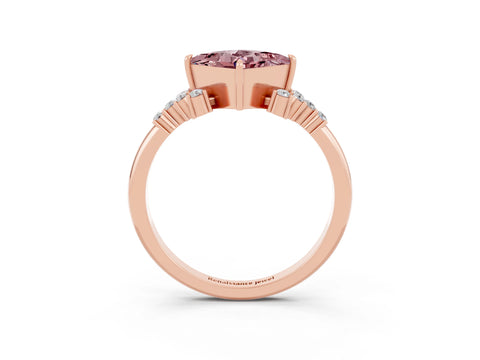 Rose gold Princess Cut Morganite Ring with Side Stones and Four-Prong Setting_39