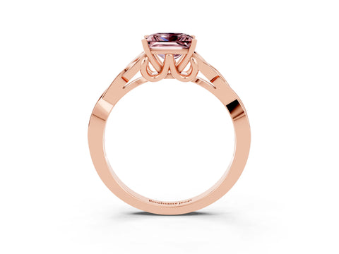 Rose gold Princess Cut Morganite Solitaire Celtic Knot Ring with Four-Prong Setting_15