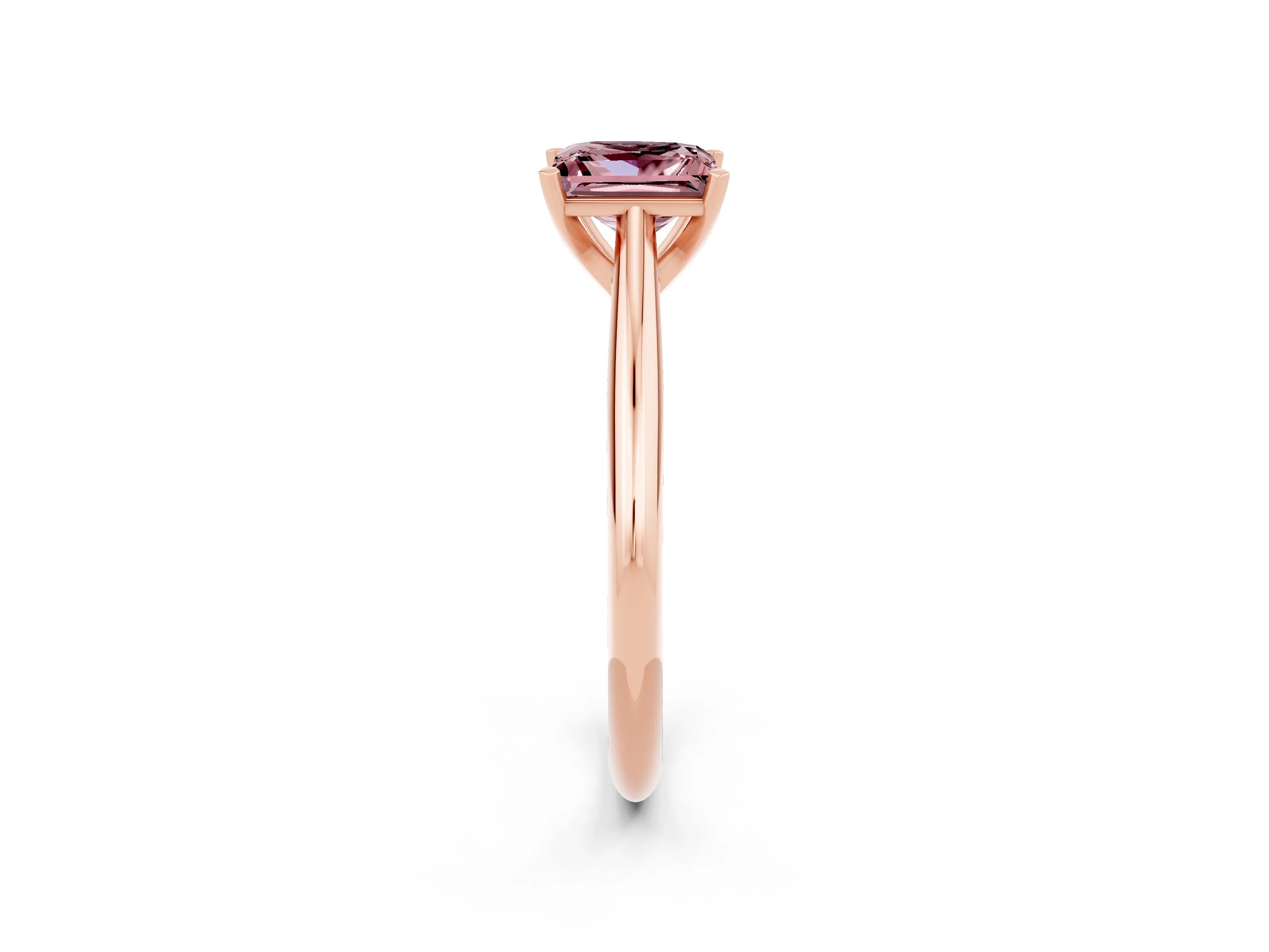 Rose gold Princess Cut Morganite Solitaire Engagement Ring with Cathedral Setting and Four-Prong Mount_14