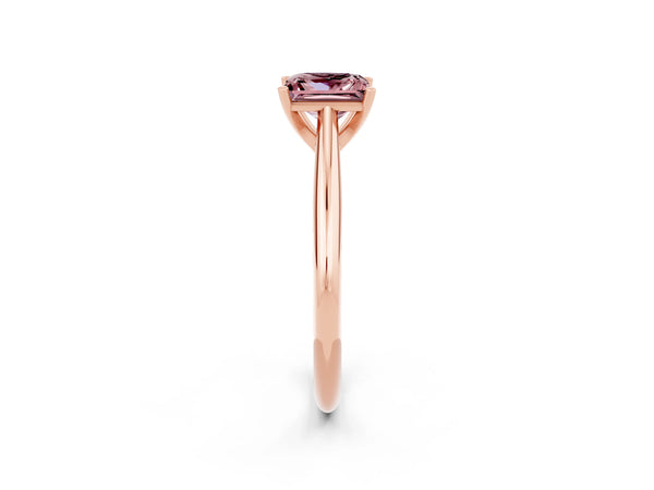 Rose gold Princess Cut Morganite Solitaire Engagement Ring with Cathedral Setting and Four-Prong Mount
