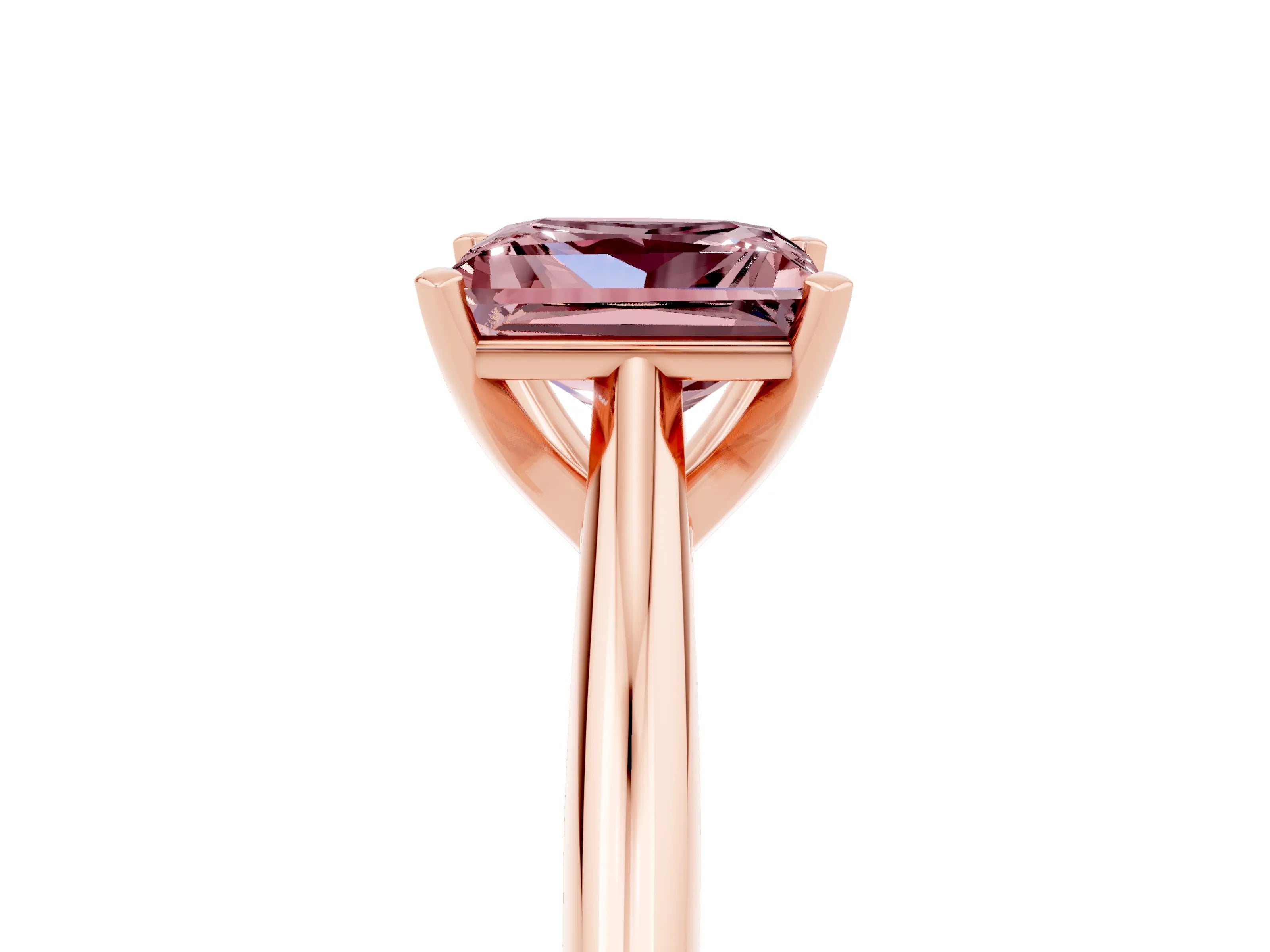 Rose gold Princess Cut Morganite Solitaire Engagement Ring with Cathedral Setting and Four-Prong Mount_17