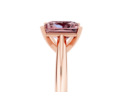Rose gold Princess Cut Morganite Solitaire Engagement Ring with Cathedral Setting and Four-Prong Mount_17