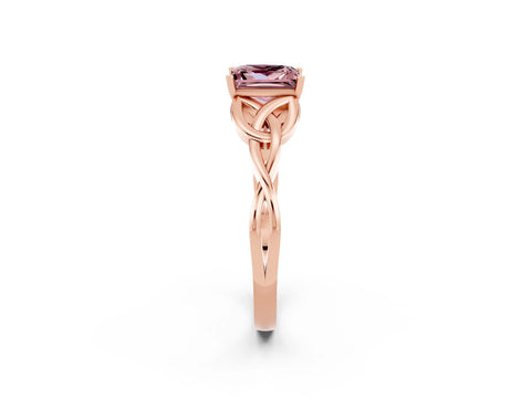 Rose gold Princess Cut Morganite Solitaire Engagement Ring with Celtic Knot Band and Four-Prong Setting_2