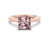 Rose gold Princess Cut Morganite Solitaire Engagement Ring with Classic Band and Four-Prong Setting_24