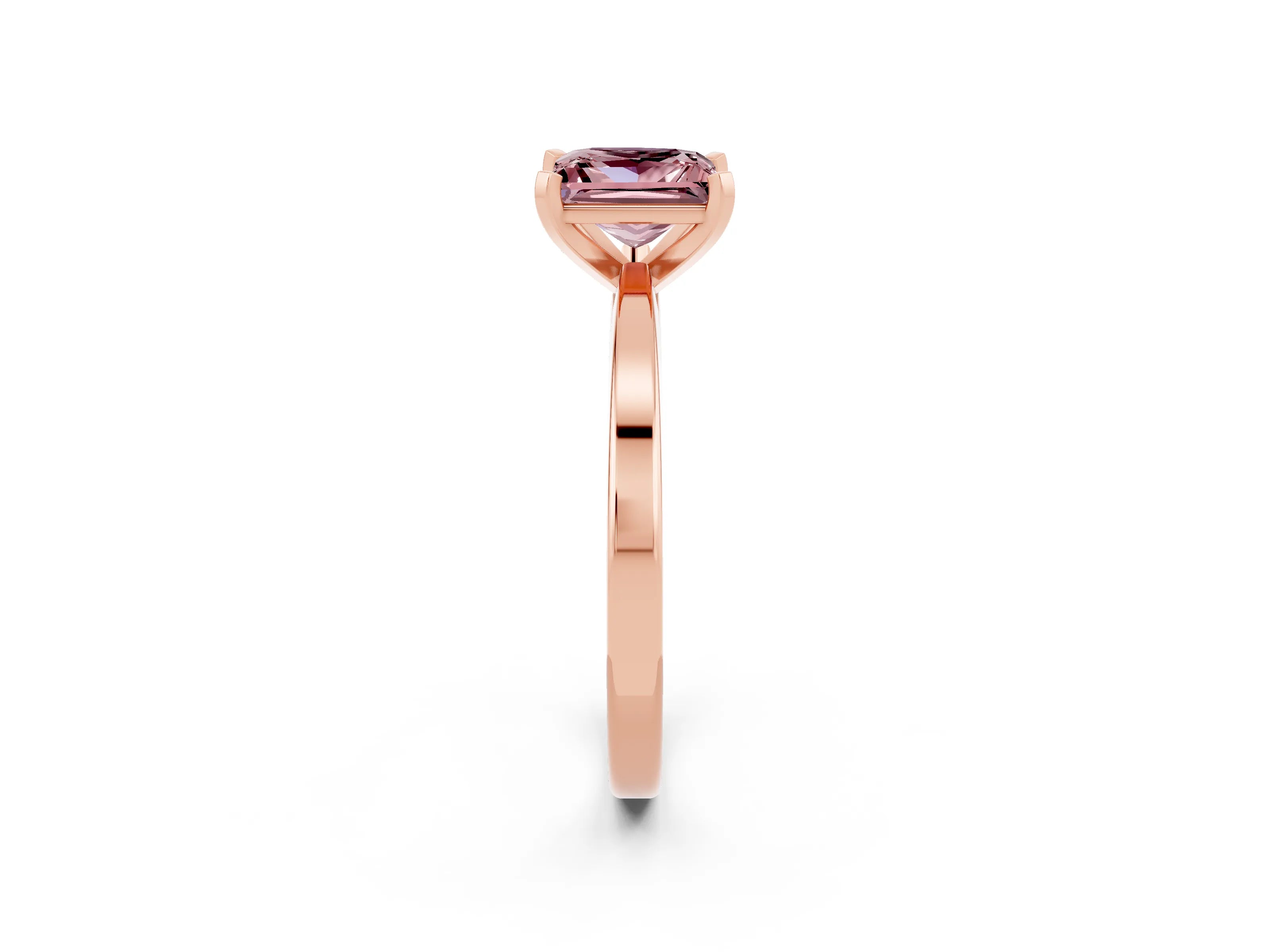 Rose gold Princess Cut Morganite Solitaire Engagement Ring with Classic Band and Four-Prong Setting_26