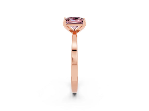Rose gold Princess Cut Morganite Solitaire Engagement Ring with Classic Band and Four-Prong Setting
