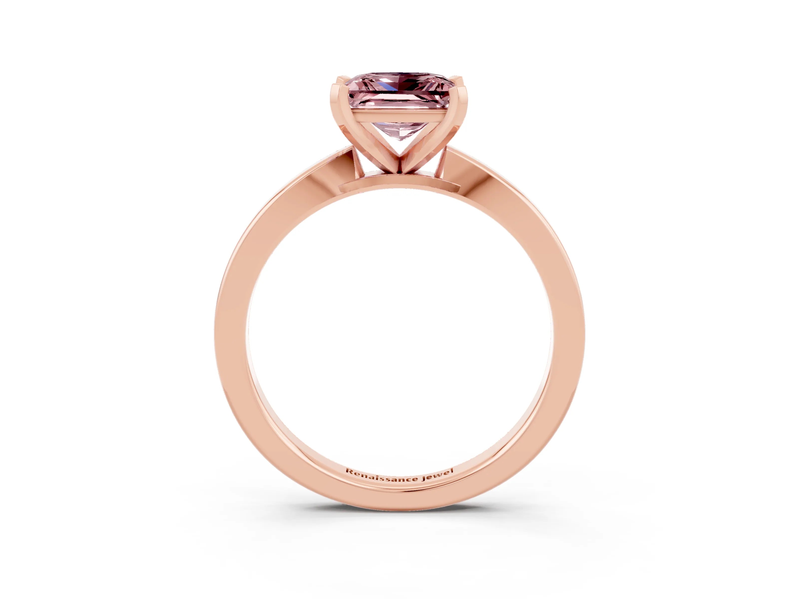 Rose gold Princess Cut Morganite Solitaire Engagement Ring with Classic Band and Four-Prong Setting_27