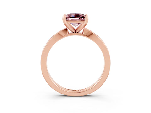 Rose gold Princess Cut Morganite Solitaire Engagement Ring with Classic Band and Four-Prong Setting_27