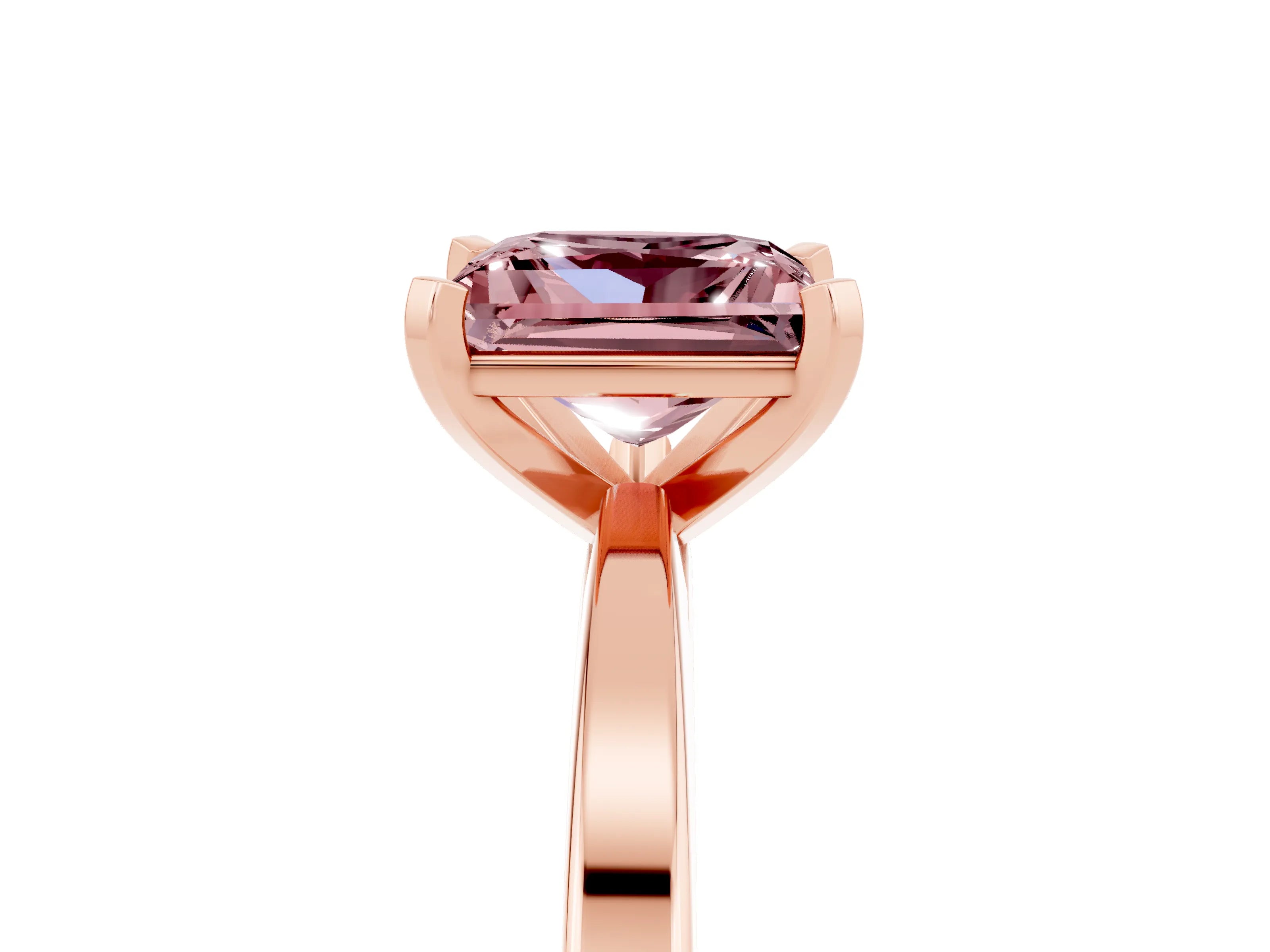 Rose gold Princess Cut Morganite Solitaire Engagement Ring with Classic Band and Four-Prong Setting_29