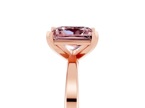 Rose gold Princess Cut Morganite Solitaire Engagement Ring with Classic Band and Four-Prong Setting_29