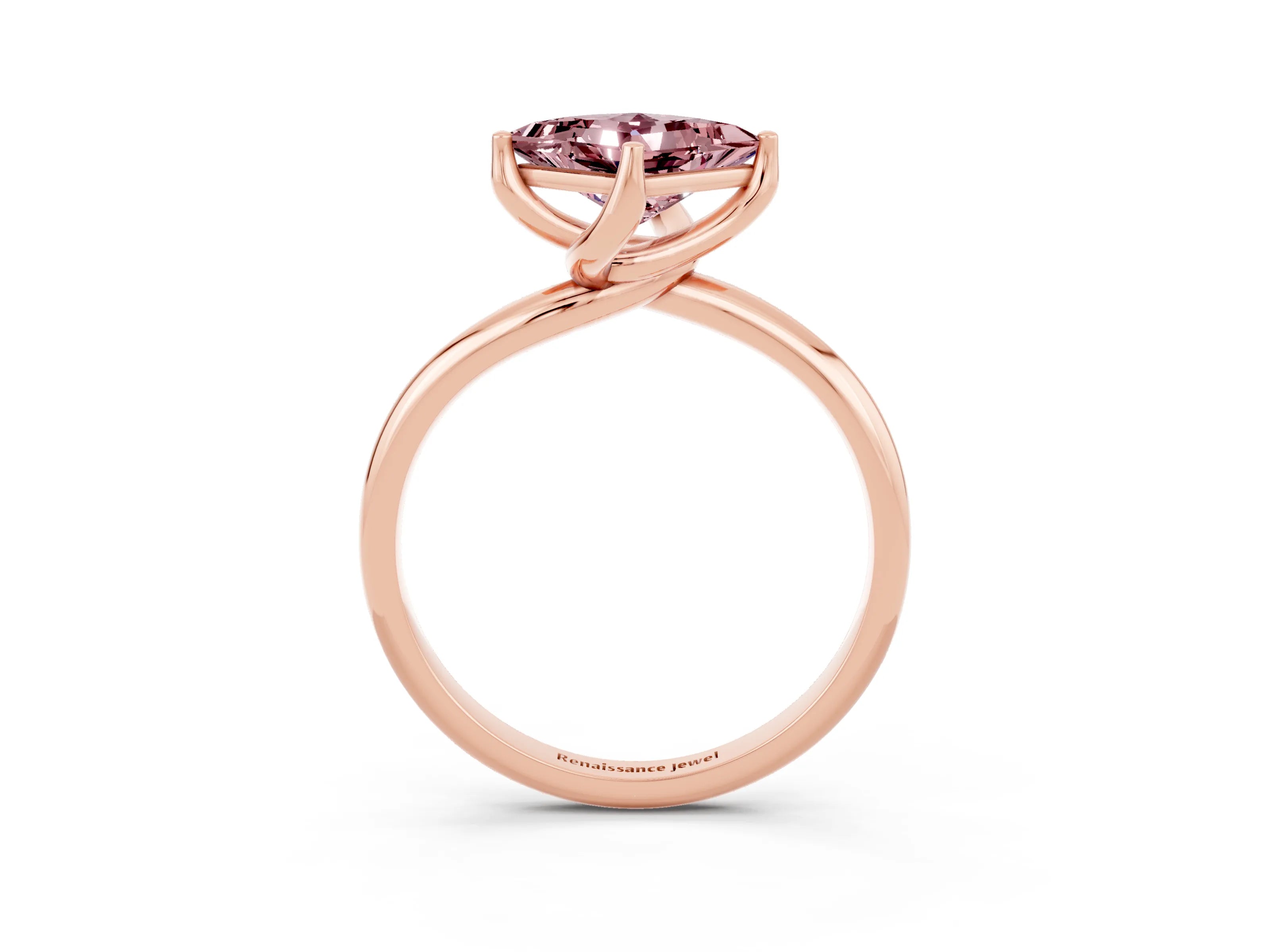 Rose gold Princess Cut Morganite Solitaire Engagement Ring with Four-Prong Setting and Classic Band_15