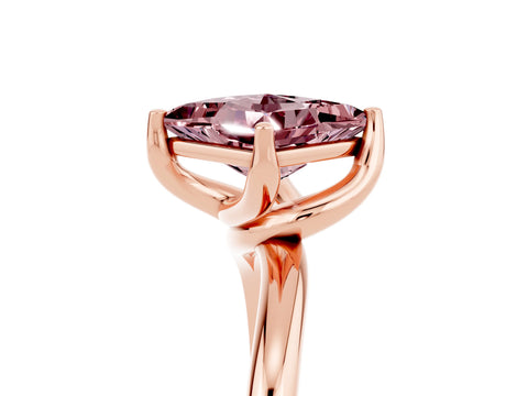 Rose gold Princess Cut Morganite Solitaire Engagement Ring with Four-Prong Setting and Classic Band_17