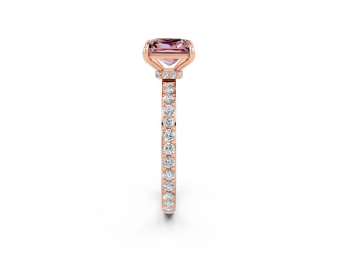 Rose gold Princess Cut Morganite Solitaire Engagement Ring with Pavé Band and Four-Prong Setting_2