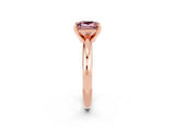 Rose gold Princess Cut Morganite Solitaire Engagement Ring with Round Band and Four-Prong Setting_2