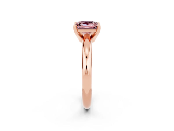 Rose gold Princess Cut Morganite Solitaire Engagement Ring with Round Band and Four-Prong Setting