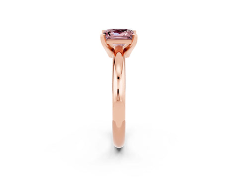 Rose gold Princess Cut Morganite Solitaire Engagement Ring with Round Band and Four-Prong Setting_2