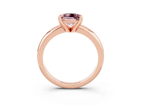 Rose gold Princess Cut Morganite Solitaire Engagement Ring with Round Band and Four-Prong Setting_3