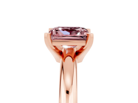 Rose gold Princess Cut Morganite Solitaire Engagement Ring with Round Band and Four-Prong Setting_5