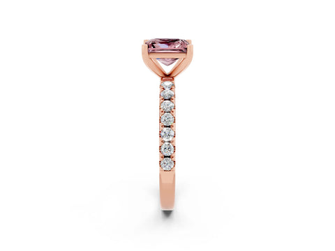 Rose gold Princess Cut Morganite Solitaire Pavé Band with Four-Prong Setting_2