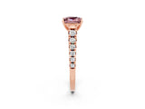Rose gold Princess Cut Morganite Solitaire Ring with Cathedral Setting and Pavé Band_2