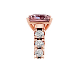 Rose gold Princess Cut Morganite Solitaire Ring with Cathedral Setting and Pavé Band_5
