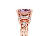 Rose gold Princess Cut Morganite Solitaire Ring with Filigree Band and Four-Prong Setting_29