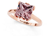 Rose gold Princess Cut Morganite Solitaire Ring with Flower Prong Setting and Classic Band_13