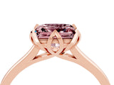 Rose gold Princess Cut Morganite Solitaire Ring with Flower Prong Setting and Classic Band_16
