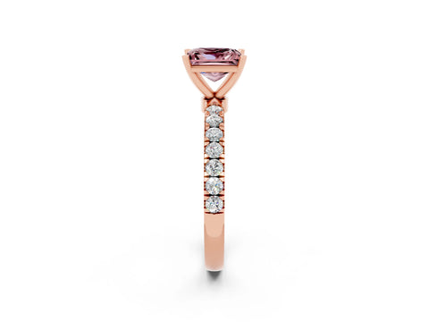 Rose gold Princess Cut Morganite Solitaire Ring with Pavé Accents and Four-Prong Setting_2