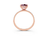 Rose gold Princess Cut Morganite Solitaire Ring with Pave Band and Four Prong Setting_27