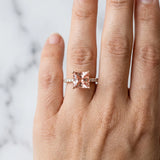 Rose gold Princess Cut Morganite Solitaire Ring with Round  Pavé Band and Four-Prong Setting_30