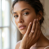 10K Rose Gold Morganite Solitaire Ring with Round Pavé Band and Four-Prong Setting