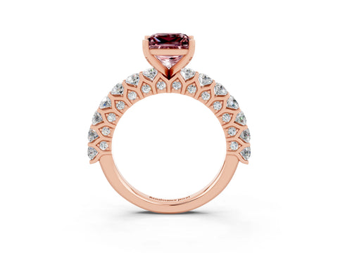 Rose gold Princess Cut Morganite Solitaire Ring with Shared Prong Pavé Band and Four-Prong Setting_3