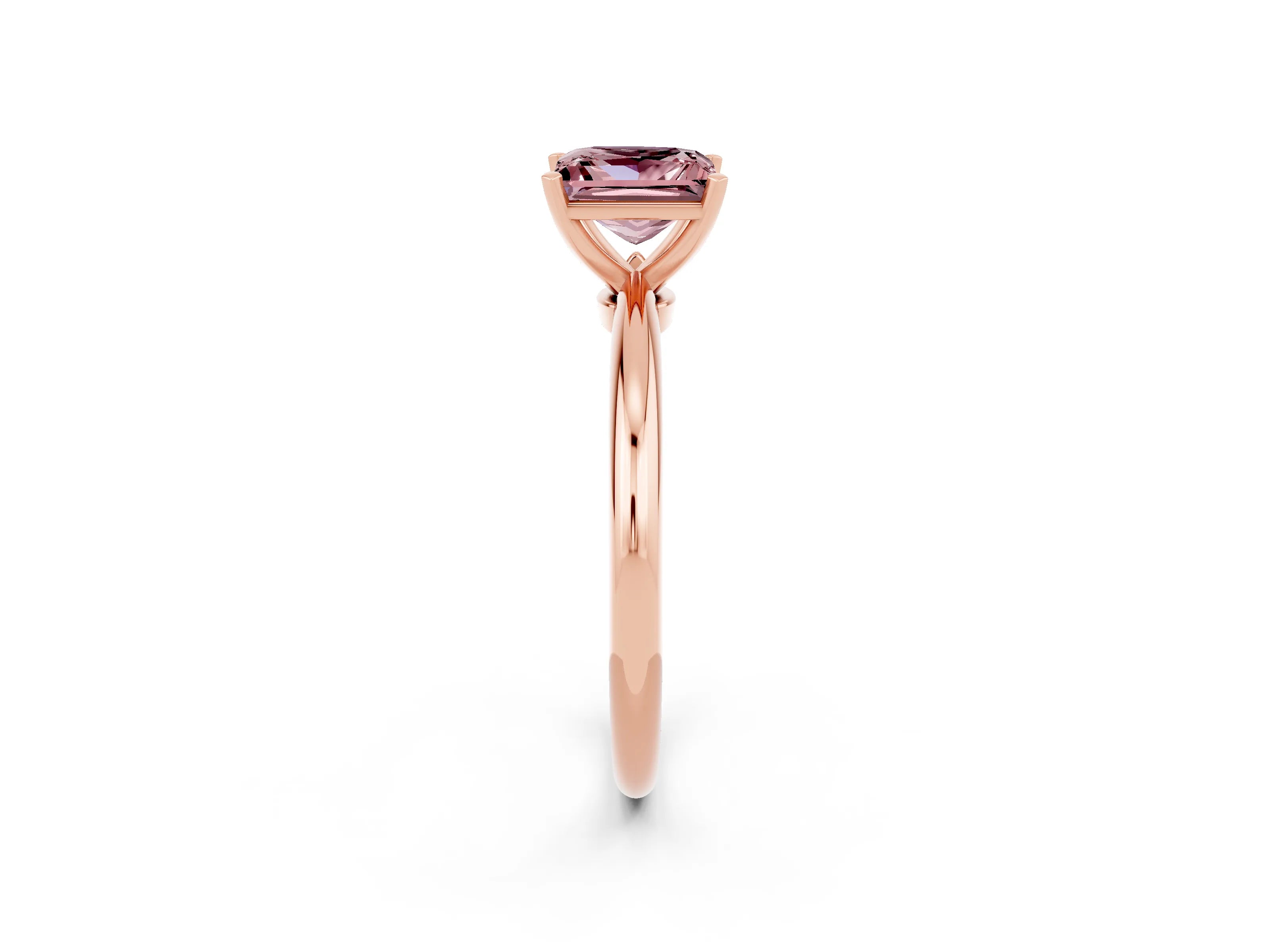 Rose gold Princess Cut Morganite Solitaire Ring with Six-Prong Setting and Classic Band_2