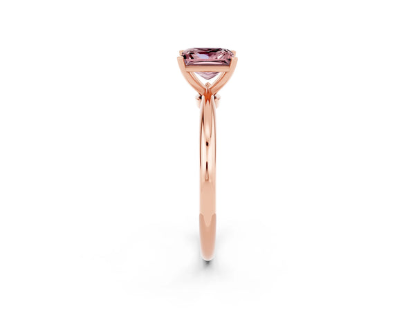 Rose gold Princess Cut Morganite Solitaire Ring with Six-Prong Setting and Classic Band