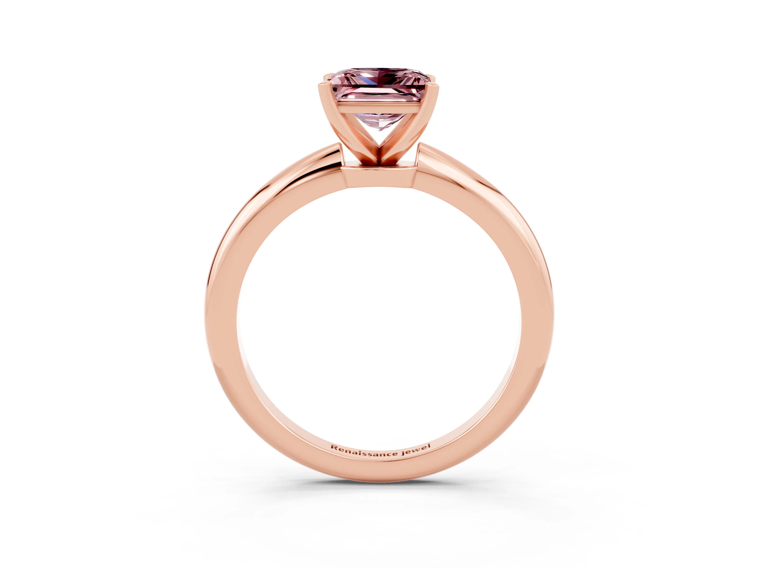 Rose gold Princess Cut Morganite Solitaire Ring with Six-Prong Setting and Classic Band_3