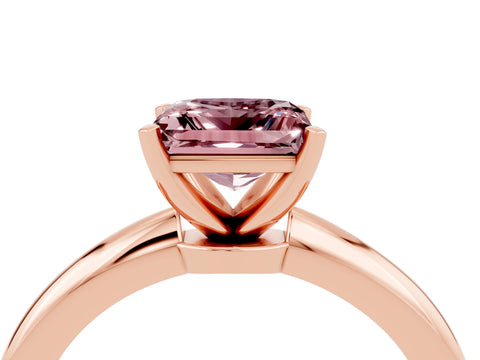 Rose gold Princess Cut Morganite Solitaire Ring with Six-Prong Setting and Classic Band_4