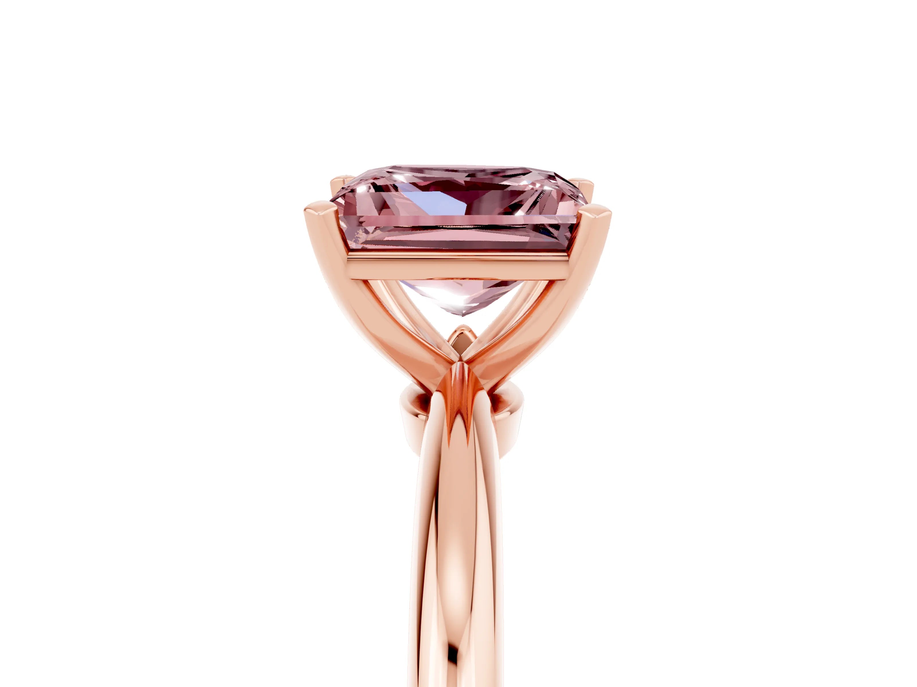 Rose gold Princess Cut Morganite Solitaire Ring with Six-Prong Setting and Classic Band_5