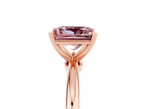 Rose gold Princess Cut Morganite Solitaire Ring with Six-Prong Setting and Classic Band_5